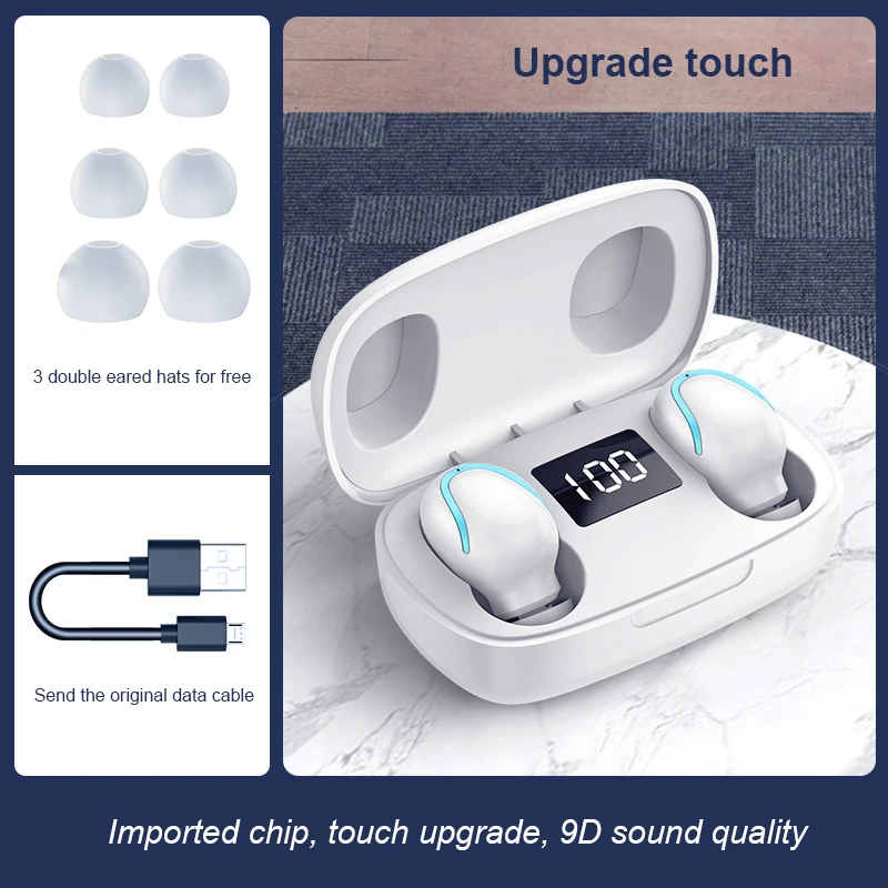

TWS Wireless Bluetooth Mini Headphones Waterproof Stereo Sports Earbuds Noise Canceling In-Ear Hands-Free Earphones With Mic