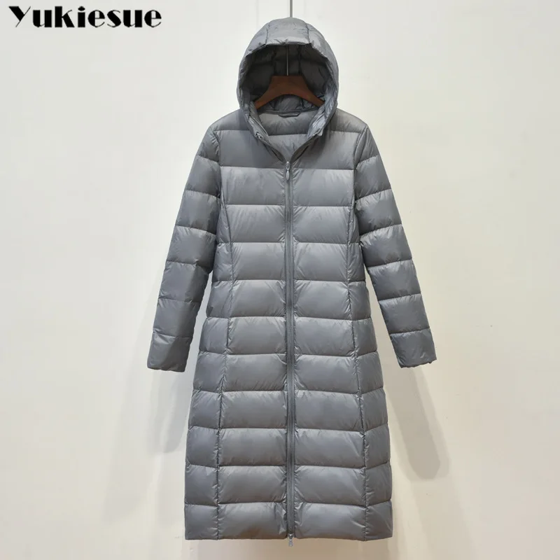 Пуховая парка новинка 2019 брендовая теплая зимняя куртка Женская длинная на белом