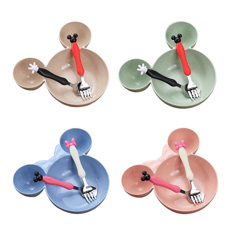 

3Pcs Baby Wheat Tableware Feeding Cartoon Dishes Baby Kids Training Bowl Plate Food Feeding Dinnerware Set for Children Boys