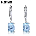 Женские серьги-подвески из серебра 925 пробы с голубым топазом