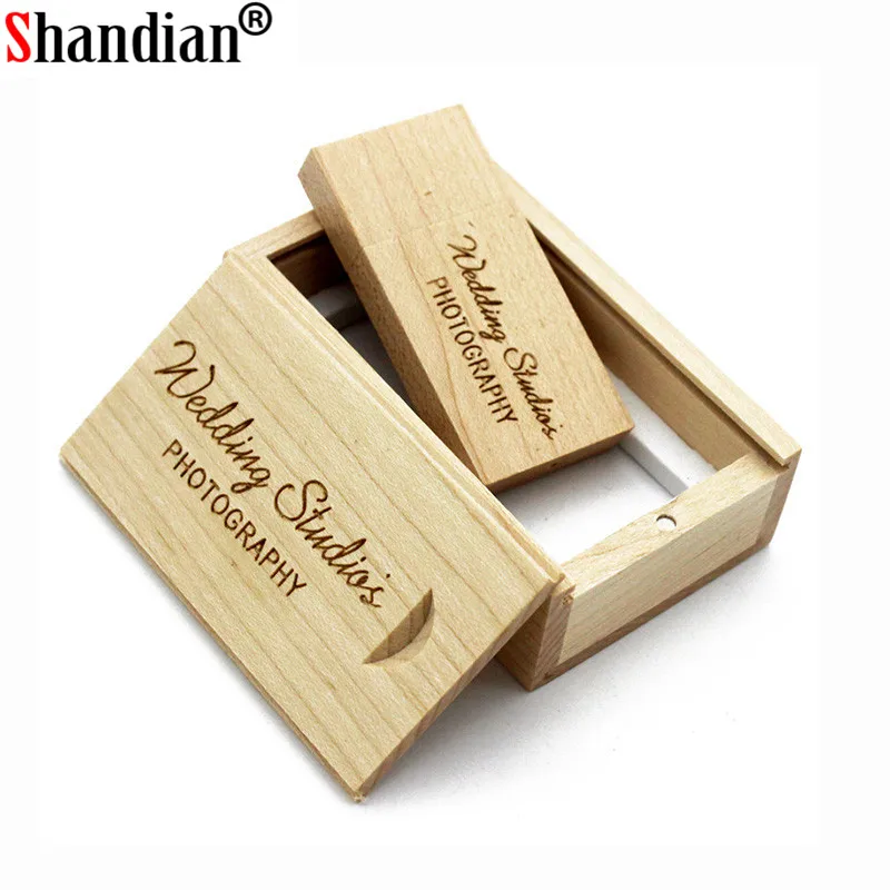 SHANDIAN деревянный блок USB2.0 флеш-накопитель 4GB/8GB/16GB/32GB/64GB 128GB коробка для свадебных