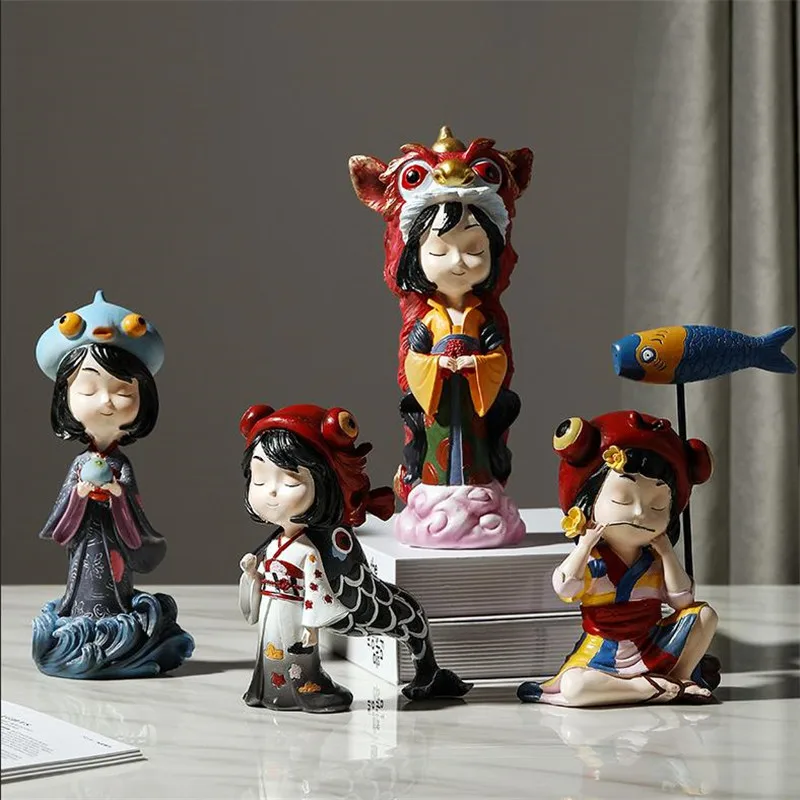 HHT японский мультфильм Скульптура девушки настольные украшения дома бабочка