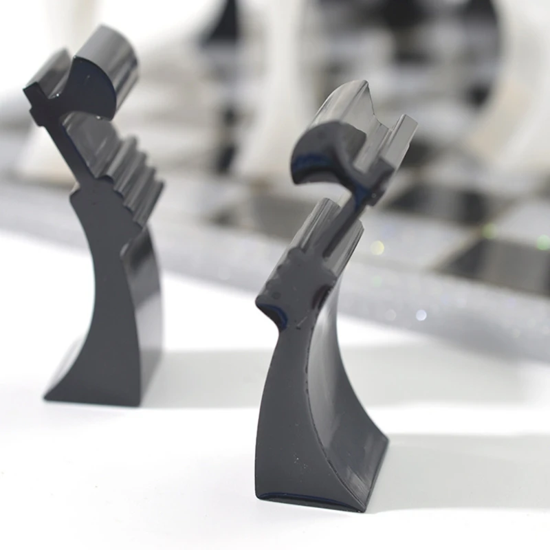 

2 шт. 3D шахматные фигуры смолы литейная комплект пресс-форм 3D шахматы и шашки прессформу эпоксидной смолы шахматная доска комплект пресс-фор...