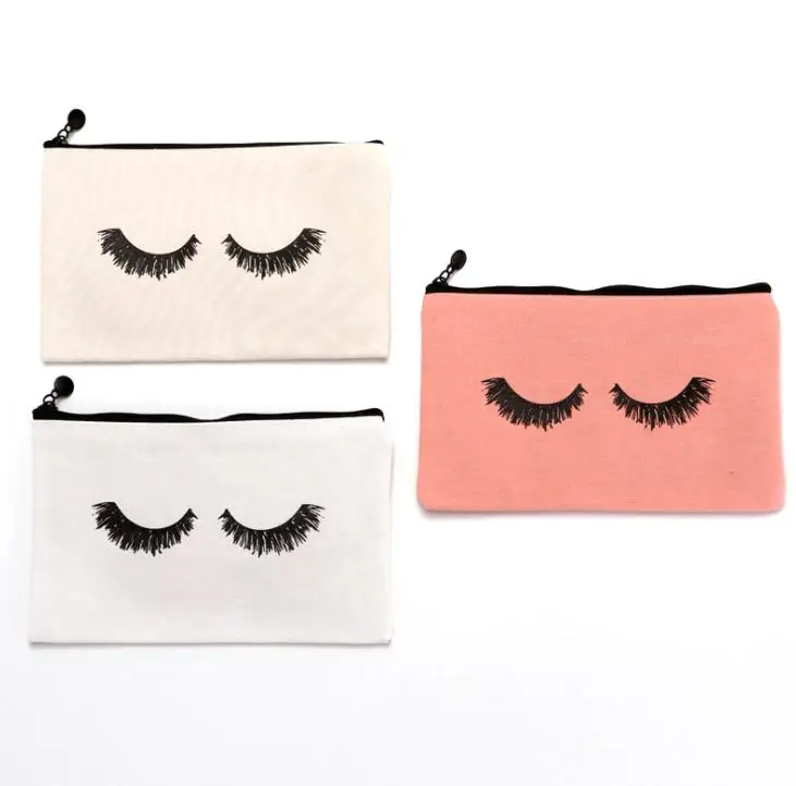 

100pcs 3 Colors 23X14.5cm Closed Eyelash Makeup Bags Cosmetic Pencil Bags Travel Make up Pouches with Zipper for Women Girls SN