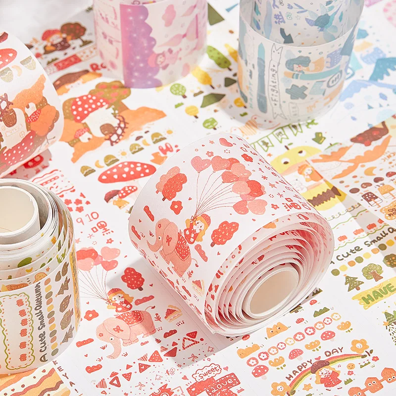 10set/1lot Washi Masking Tapes Round rolling adventure series Decorative Adhesive Scrapbooking DIY Paper Japanese Stickers 3M