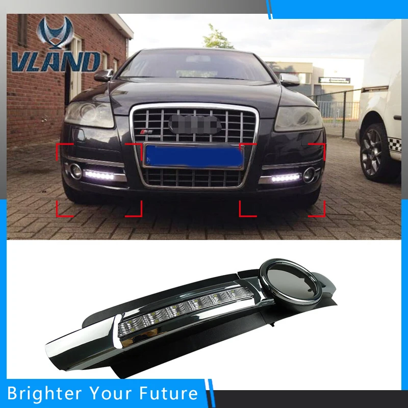 2 шт. белый дневной ходовой светильник DRL Передняя противотуманная фара для Audi A6 C6