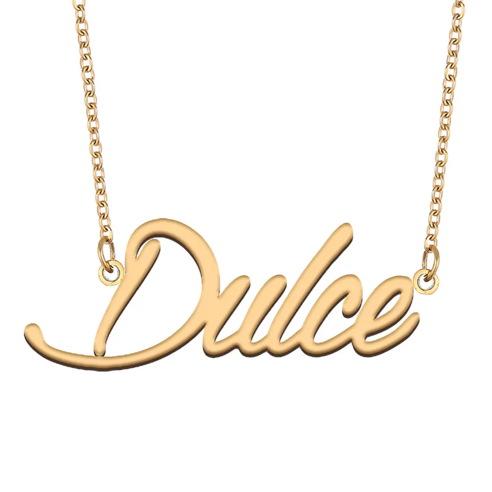 

Dulce Nameplate Necklace for Women Stainless Steel Jewelry Gold Plated Name Chain Pendant Femme Mothers Girlfriend Gift