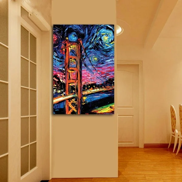 VanGogh Звездная ночь Мост Золотые ворота настенные картины настенная живопись