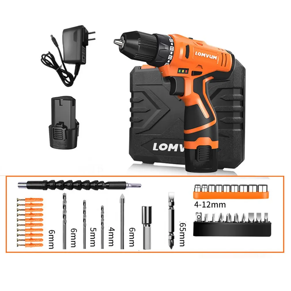

12V Double Speed Electric Drill Rechargeable Multifunction Mini Cordless Handheld Screwdriver Drill