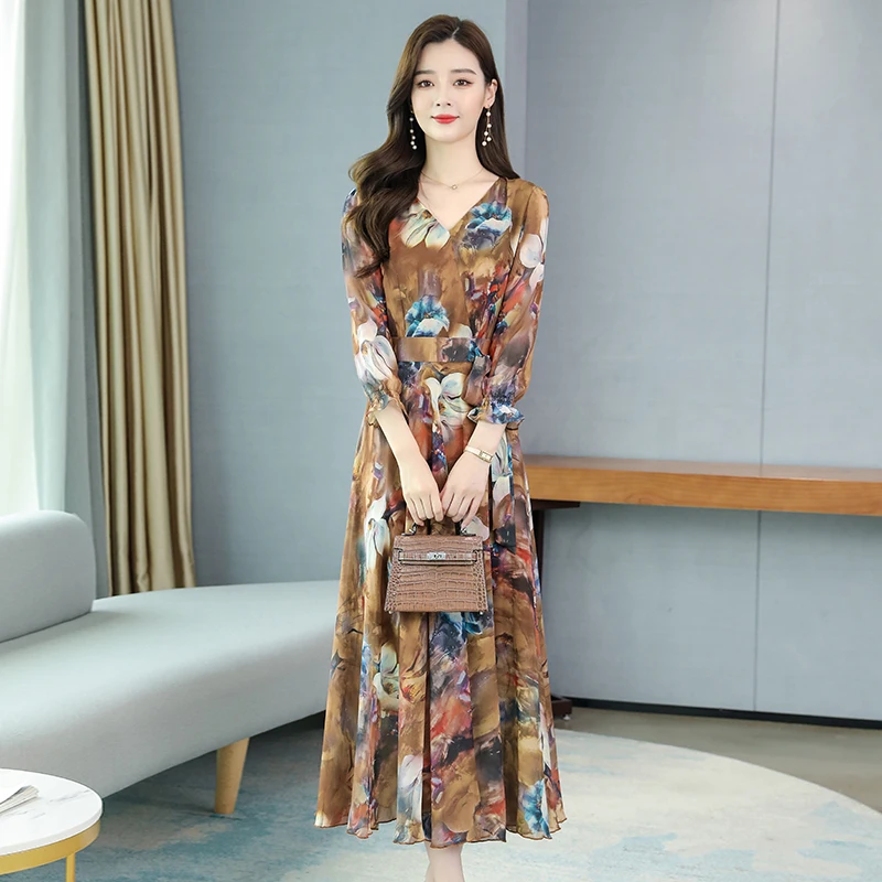 Корейское осеннее шифоновое платье с длинным рукавом женские модные облегающие