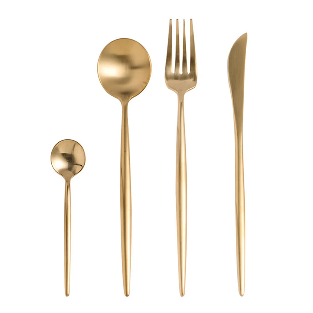 304 ложка из нержавеющей стали стиль Западная Посуда золотой нож для стейка и