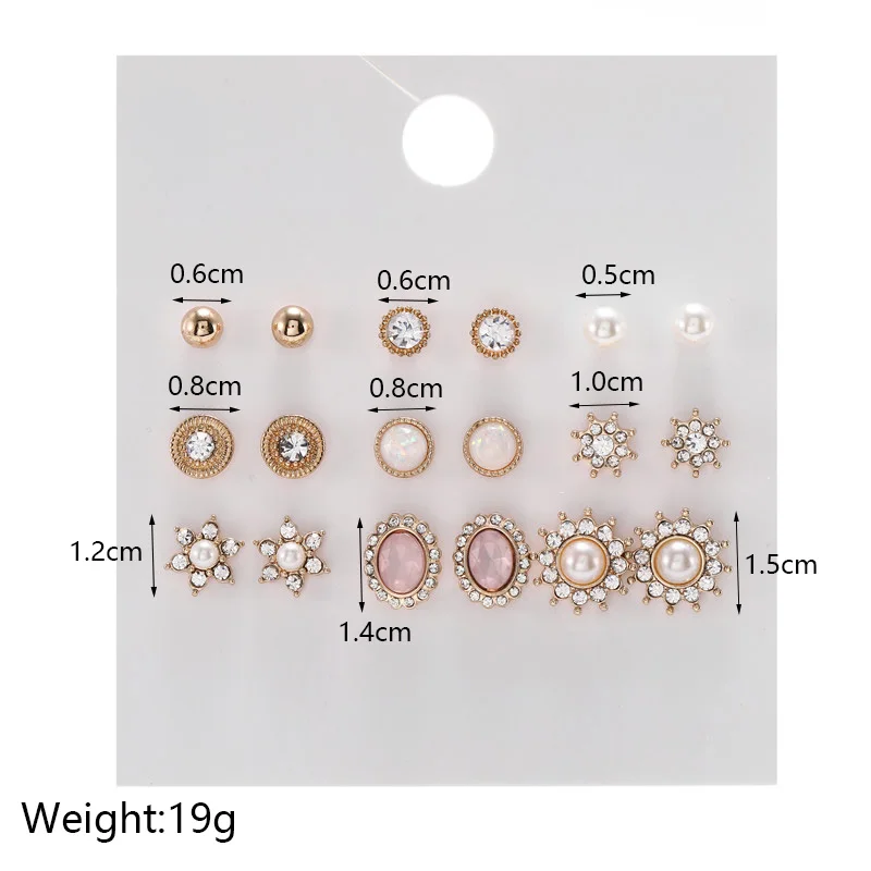 Серьги из горного хрусталя для женщин и девушек модные наборы 9 пар серег милые