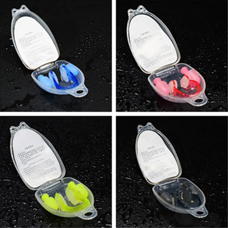 Мягкие силиконовые зажимы для носа плавания + 2 затычки ушей набор вкладышей в уши