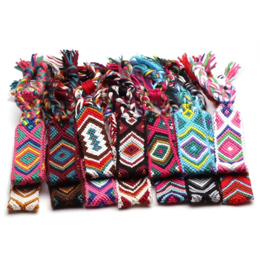 Женский и мужской браслет Boho Evil Eye разноцветный ручной работы с вышивкой в