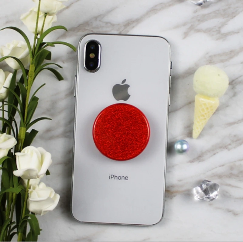 

color shimmering Multi-Function air pop Phone Holder for mobile phone universal glitter stand support for tablet computer.