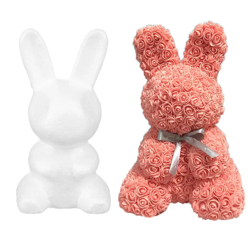 

1pc 20cm Polystyrene Foam Teddy Bear Rabbit Mold PE Artificial Rose Flower Wedding Valentine's Day Gift Home Decorations