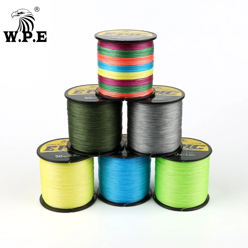 W. P.e плетеная рыболовная леска 500 м 15 20 30 40 50 80 100 фунтов 8 нитей мультифиламент для