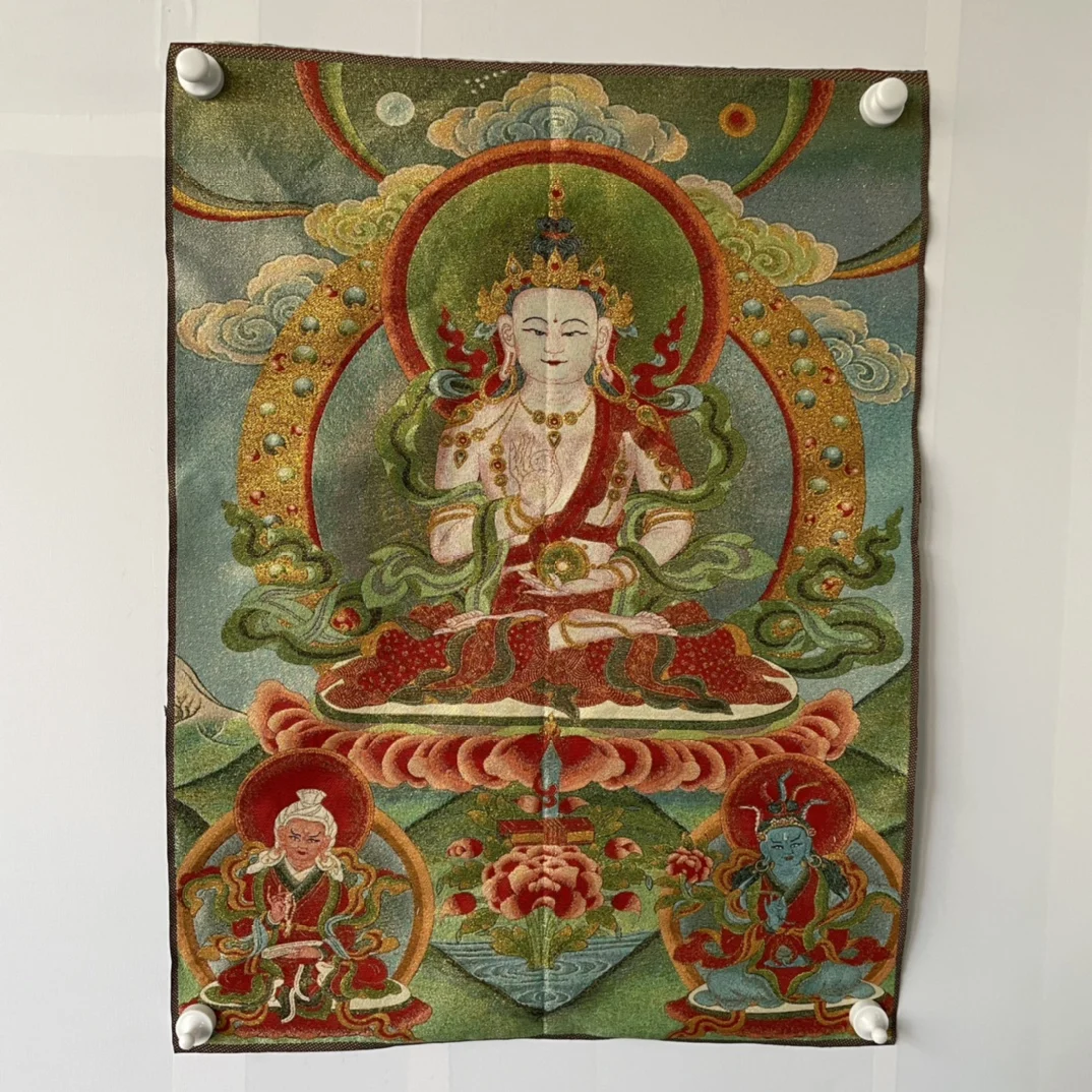 

China Embroidery Silk Thangka Auspicious Painting Mural Handicraft Household Decoration#3