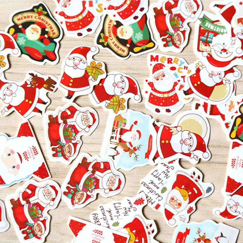 

48pcs/box Christmas Decorative Stickers Scrapbook DIY Diary Album Photo Stickers Stationery for Kids Girls Gift Cute Stickers