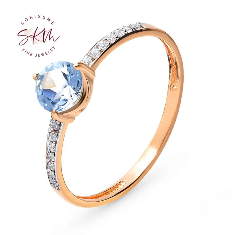 

SKM 14K rose gold Topaz rings with moissanite rings for women Engagement rings designer Anniversary Luxury Fine Jewelry