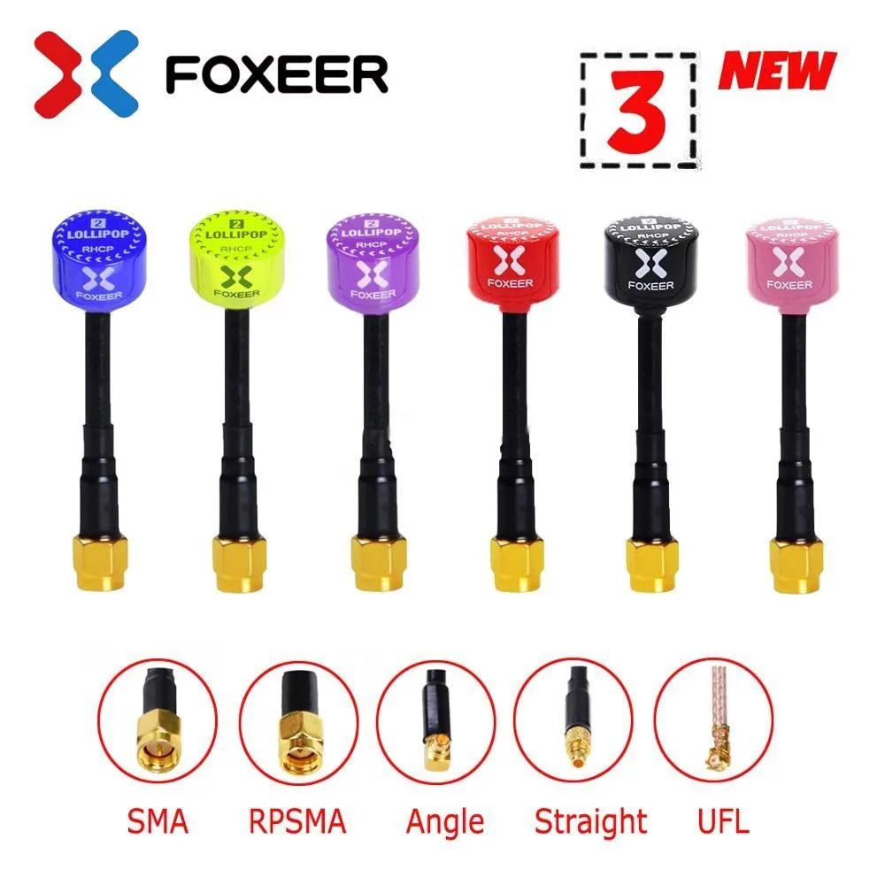 foxeer fpv антенна lollipop 3 v3 58g 72 дби rhcp fpv sma rpsma ufl прямо