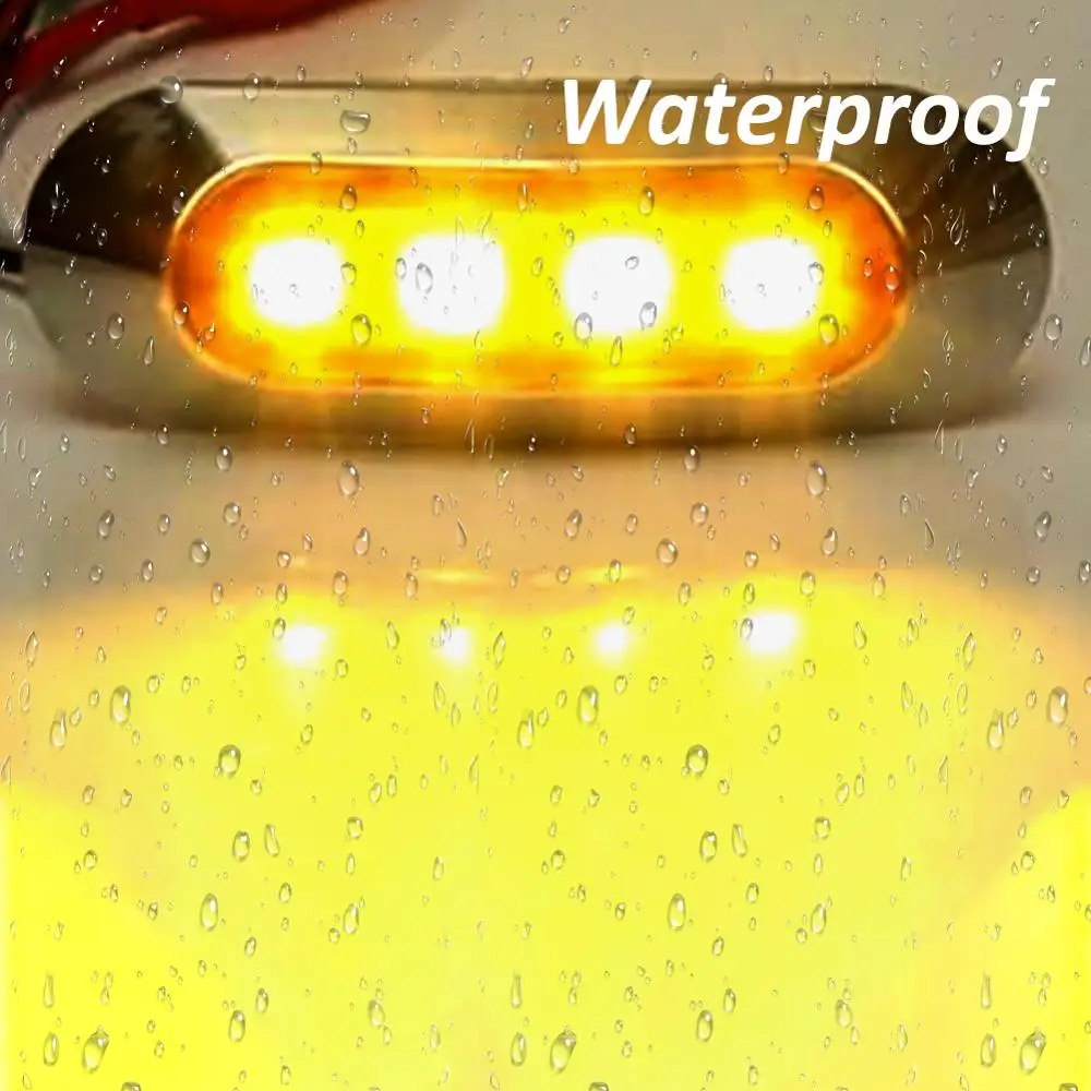 

10Pcs Amber 4 SMD 12/24V LED Side Marker Tail Light Clearance Lamp Truck Trailer