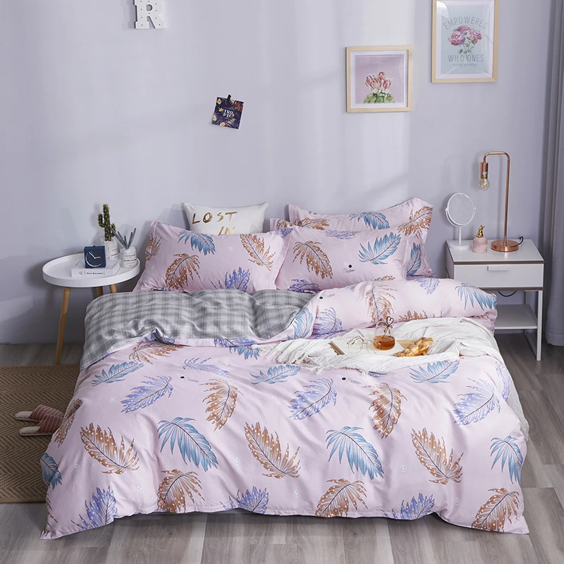 

Pure Cotton Queen Size Bedding Set White Color Black Plaid Microfiber Reactive Printed King Size Bed Linen Sets For Bedroom Kit