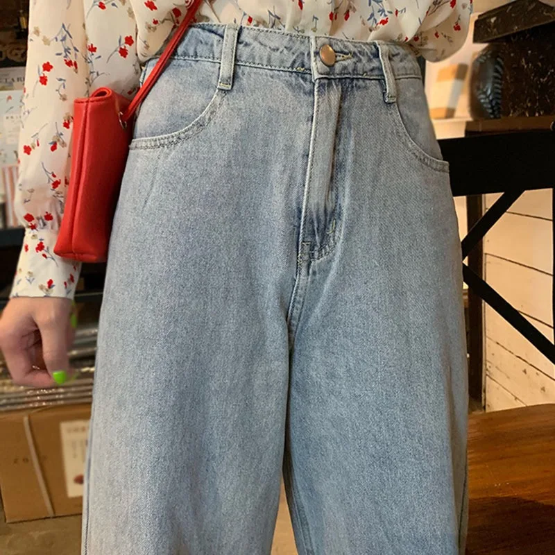 

High-waist Drape Wide-leg Jeans Women's Loose And Versatile Slim Trousers Fall Casual Long Pants Streetwear Women Clothing