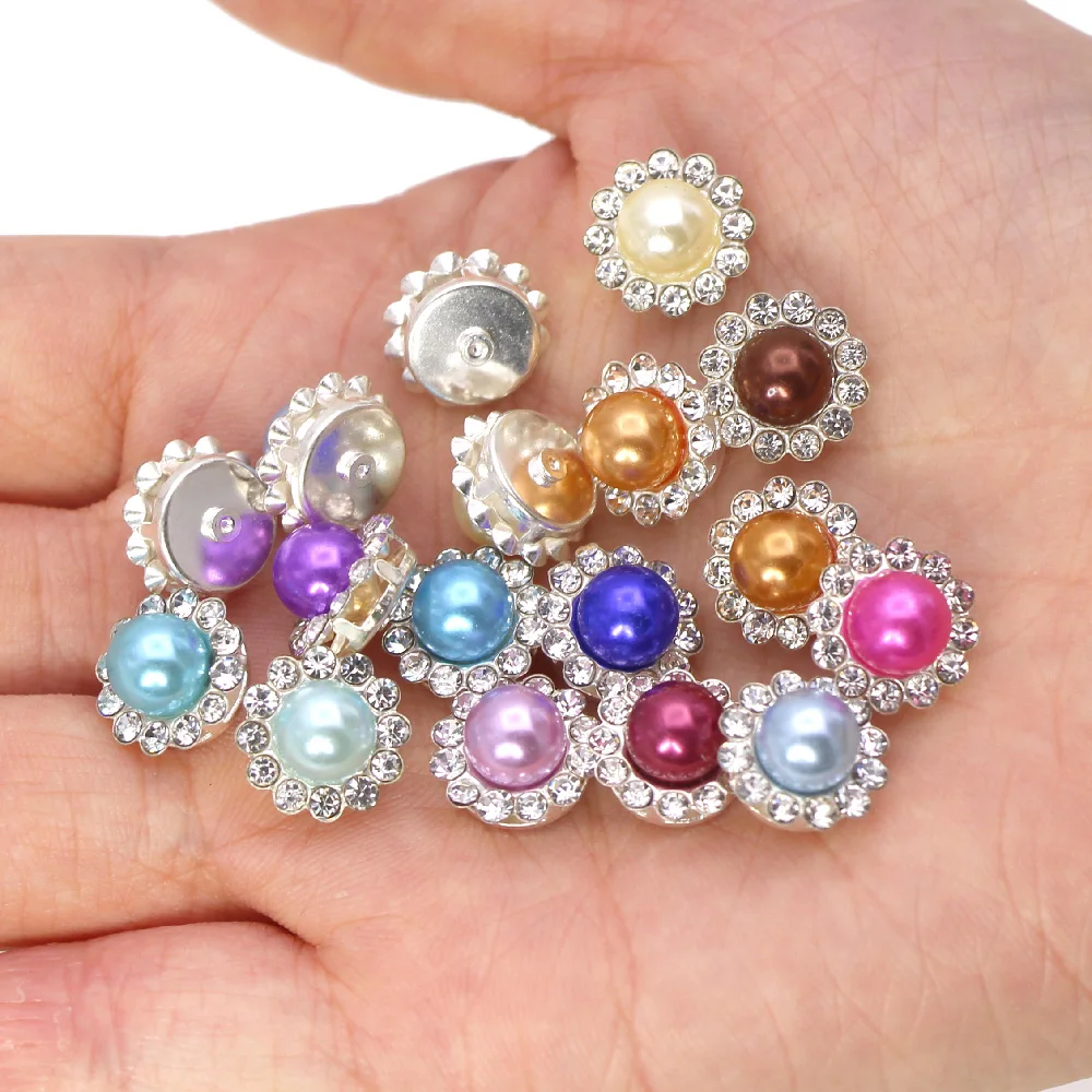 Разноцветные жемчужные стразы 11 8 мм с плоской задней частью пуговицы