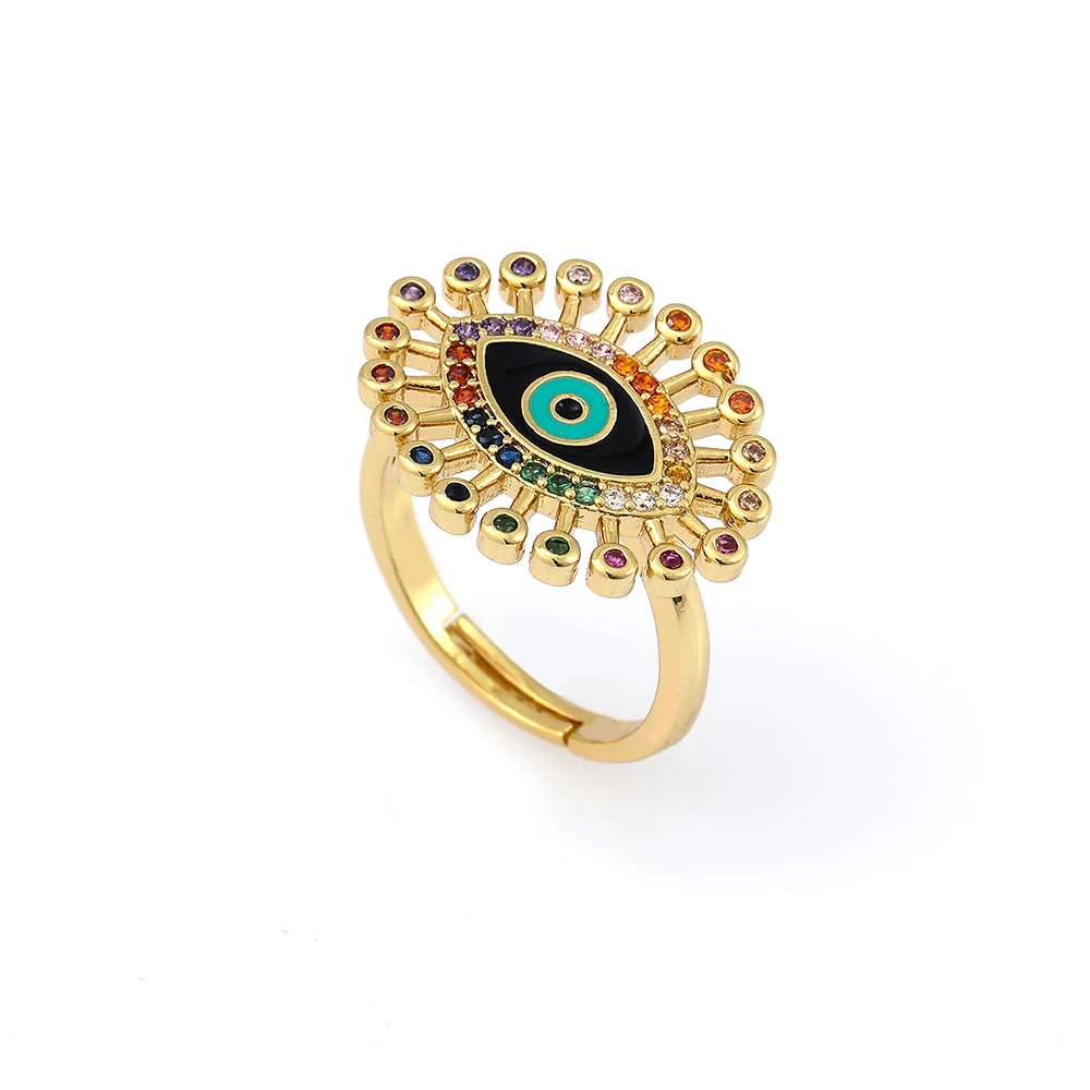 

2021 Rose Gold Evil Eye Rings New Fashion Zircon Open Rings Wholesale Jewelry Accessories For Women Wedding Party Gift Cz