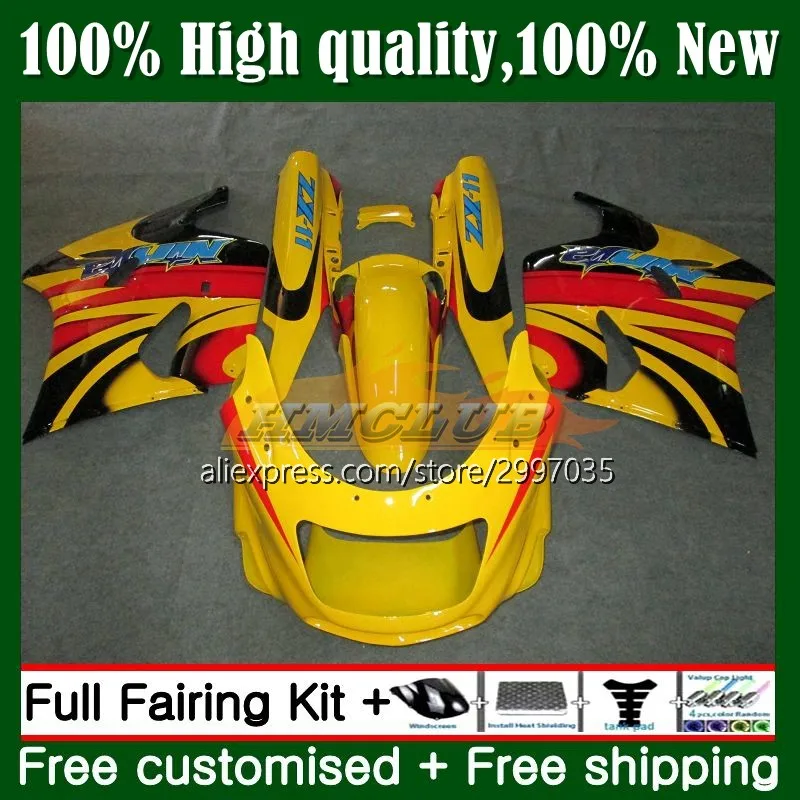 

ZZR1100 для KAWASAKI NINJA желтый новые ZX 11R ZZR 1100 CC ZX11 R 1No.101 ZX11R 93 94 95 96 97 ZX-11R 1998 1999 2000 2001 обтекатель