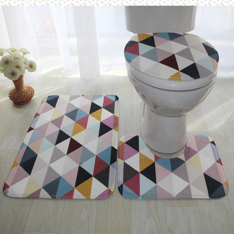 

Трехкомпонентный фланелевый нескользящий коврик для ванной комнаты, хорошо впитывает влагу, коврики с 3D принтом и различными узорами