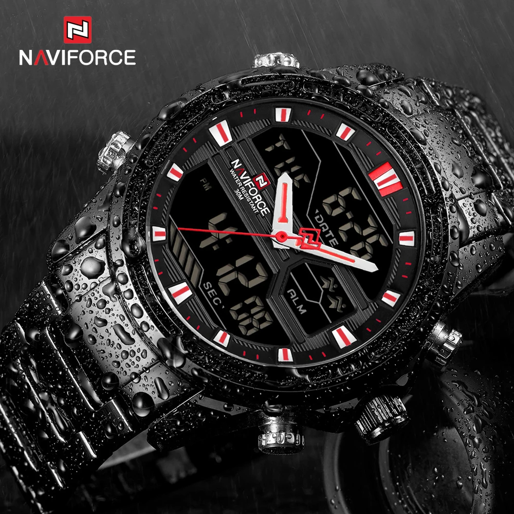 Часы наручные NAVIFORCE Мужские кварцевые спортивные светодиодсветодиодный