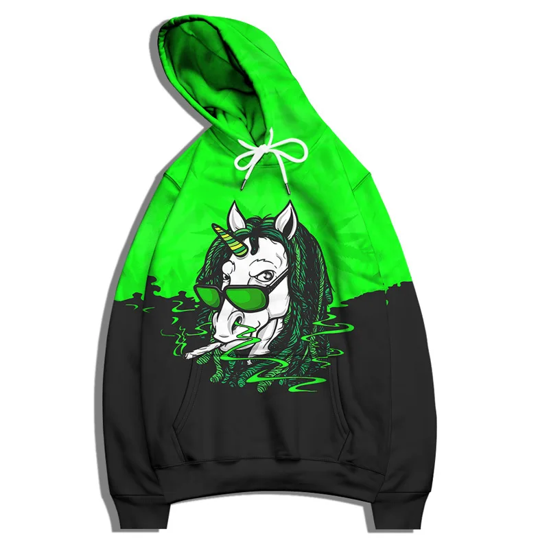 

Spring Autumn Fashion Trend Clothes Couple Hooded Sweater 3D Horse Pattern Personality Street Hoodie Over Size Customization 6XL