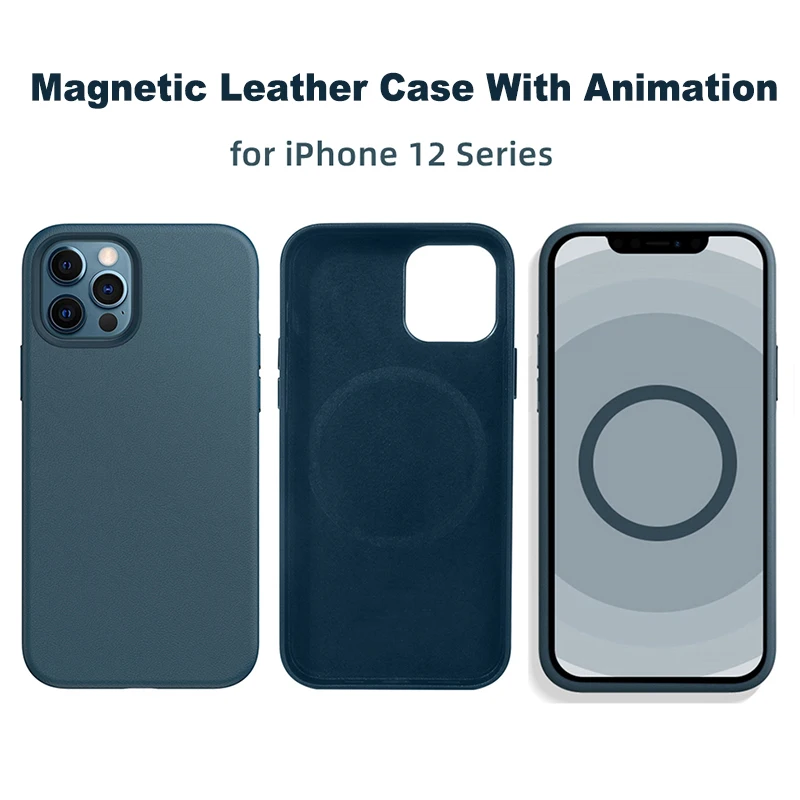 

Официальный кожаный чехол для iPhone 13 Pro Max, чехол на магните, Роскошный чехол с анимацией и беспроводной зарядкой для iPhone 12 Pro Max, кожаный чехол
