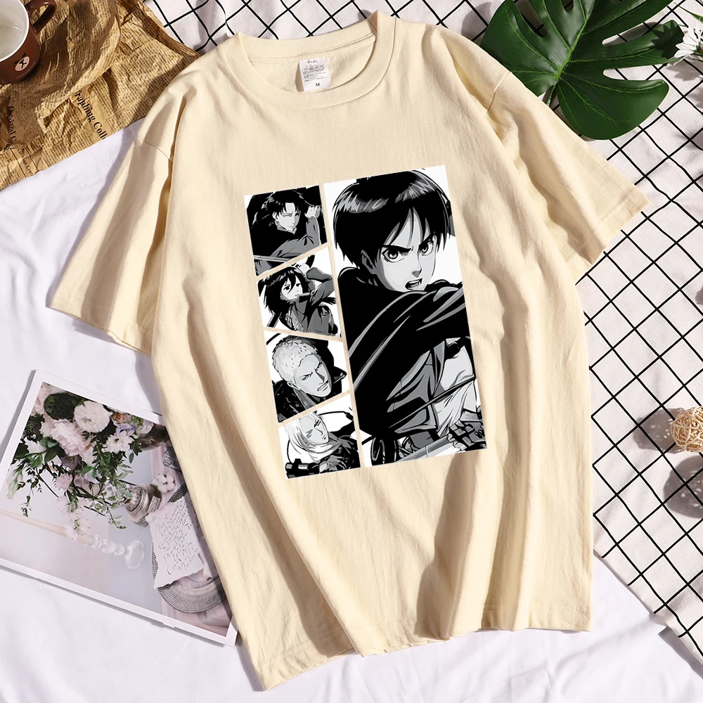 

Anime Attack on Titan Print Man's T-shirt Oversized Man's Casual Short Sleeve Top Summer New 2021 Retro Crewneck Streetwear Tee