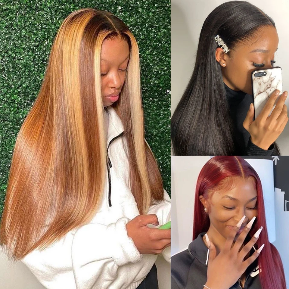 Яркие цветные человеческие волосы парики предварительно выщипанные кружевные