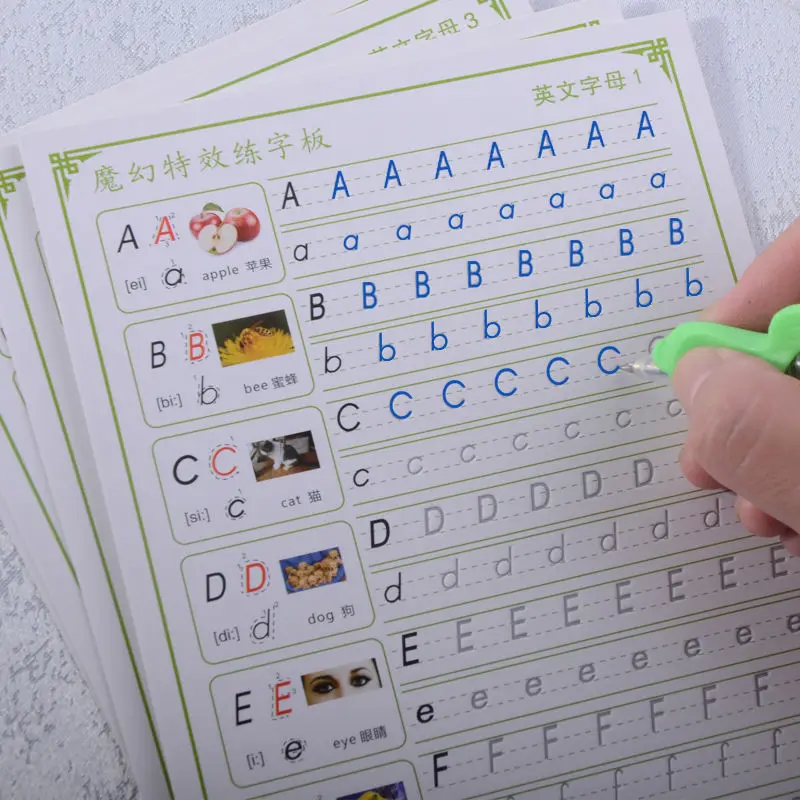 

19/35 English Writing Chinese Calligraphy Copybook English Handwriting Practice 3D Copybook Cardboard Book Cards