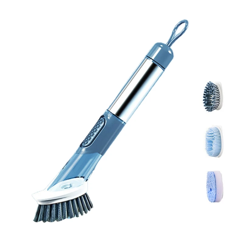

Oil Stain Removing Dish Scrubber Brush with Pressing Soap Dispenser