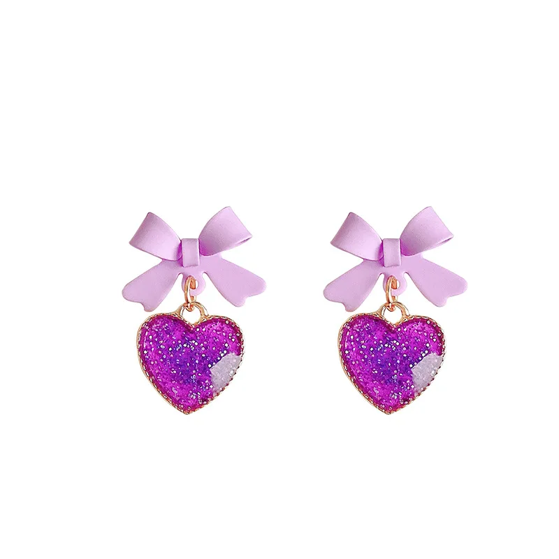 

Korean Fashion Female Bow-knot Heart Shape Earrings for Women Trendy Drop Earring Party Jewelry New