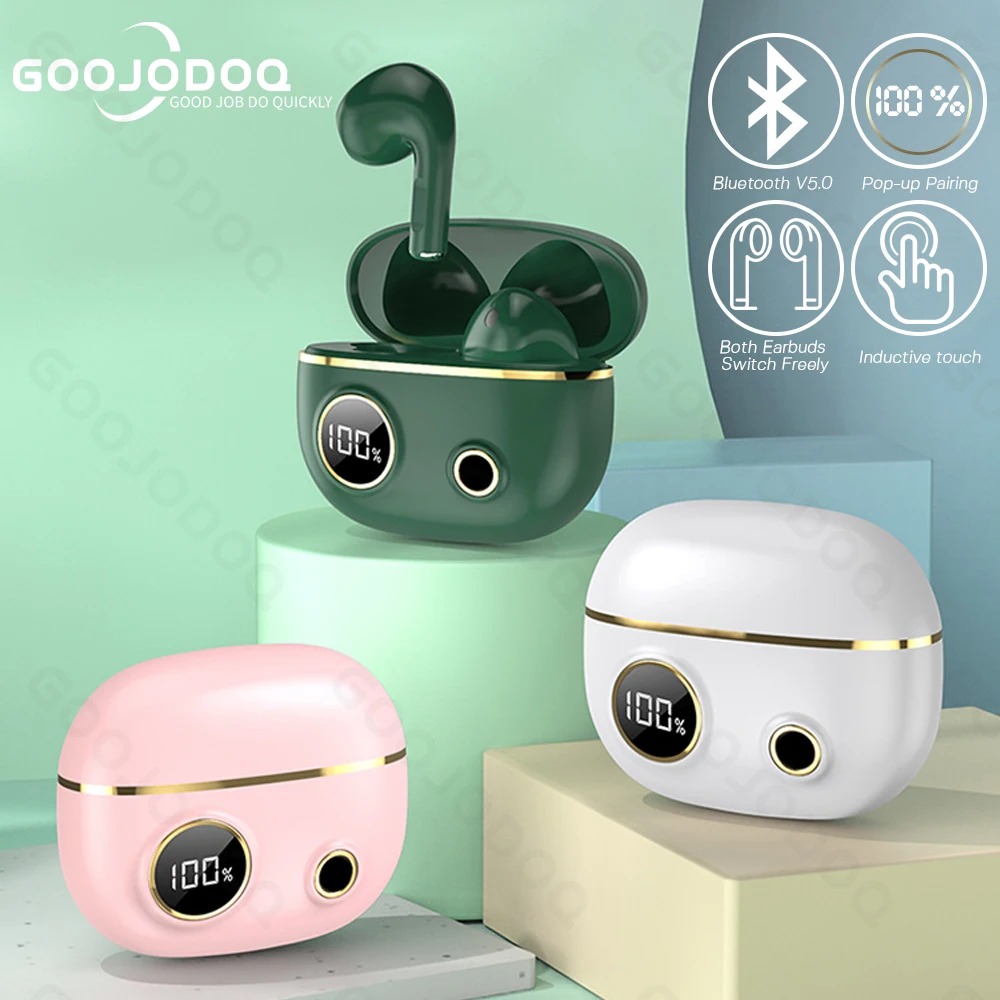 

Беспроводные Bluetooth-наушники GOOJODOQ, TWS, IPX5, с зарядным чехлом