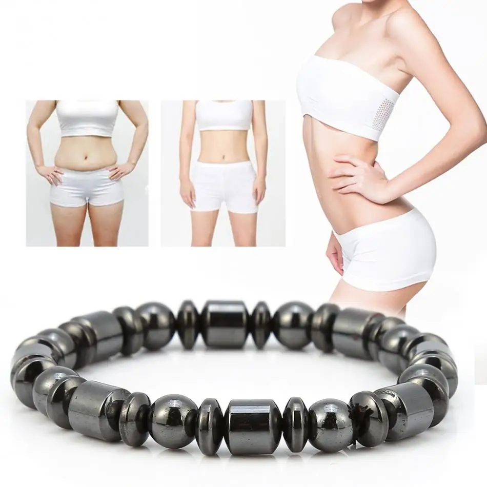 

Stylish Weight Loss Black Stone Bracelet Beads Burning Fat Magnetic Therapy Slimming Bracelet Body Shaping For Men Women