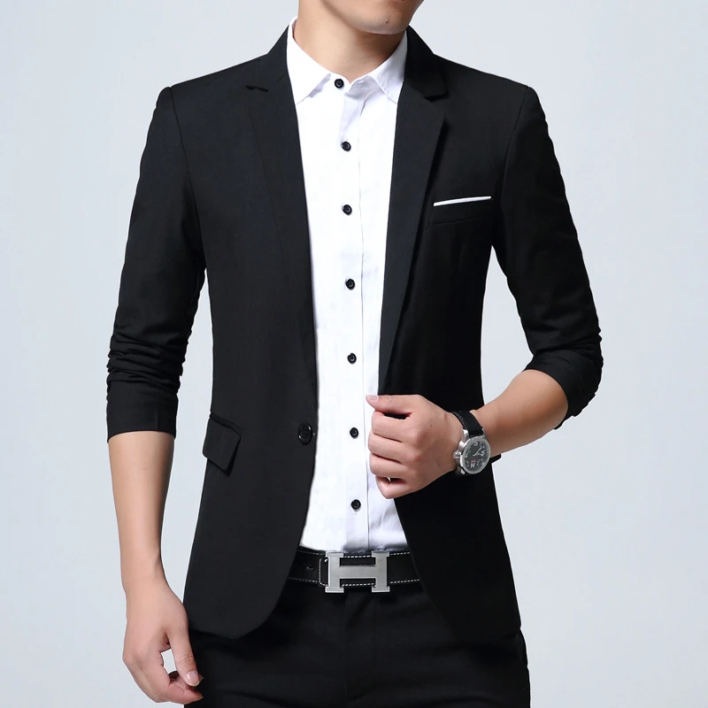 FGKKS Spring Autumn Men's Blazers Korean Style Single Breasted Suit Jackets Classic Solid Color Business Casual Male |