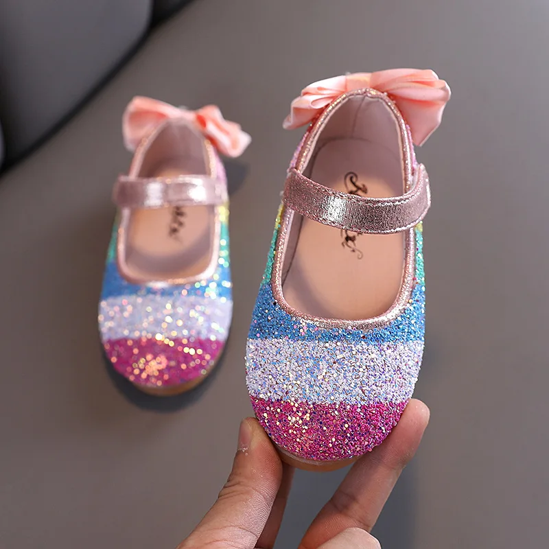 

2021Spring New Rhinestone Crystal Shoes Girls Princess Shoes for Wedding Party Kids Dance Performance Shoes Chaussure Fille 1-7T