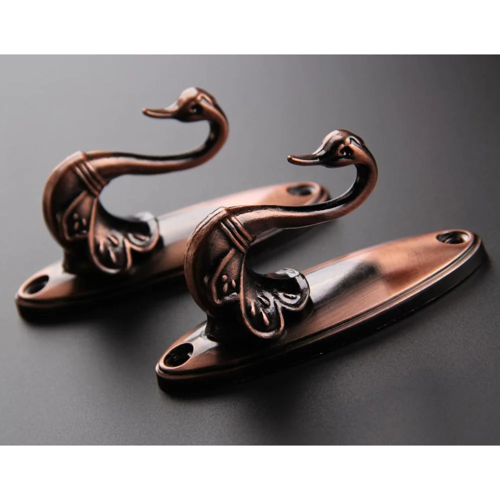 Пара крючков для занавесок в форме лебедя (античная латунь)|Декоративные