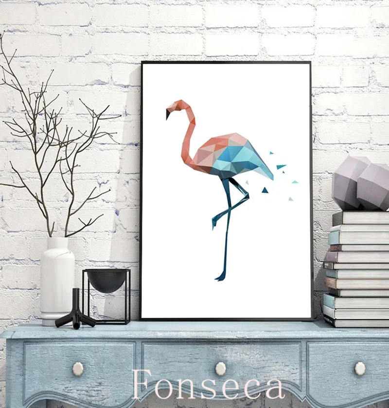 Скандинавские розовые и синие Геометрические Животные плакаты настенное