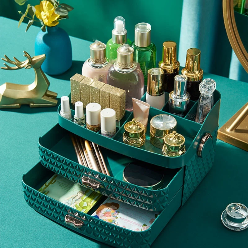 

Makeup Organizer for Cosmetic Large Capacity Cosmetic Storage Box Desktop Jewelry Polish Makeup Drawer Container
