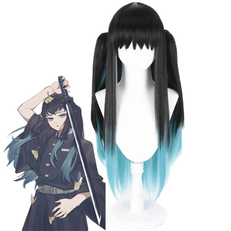 

Tokitou Muichirou Wig Halloween Party Demon Slayer Kimetsu no Yaiba Cosplay Heat Resistant Synthetic Long Ponytails Hair Wigs