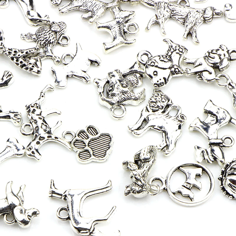 30 шт./компл. Ретро Античное серебряное веревочное ожерелье ручной работы с