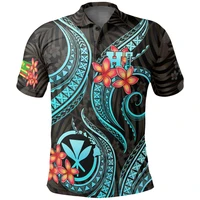 polynesian hawaii polo shirt turquoise plumeria 3d printed polo shirt men women short sleeve summer t shirt 01